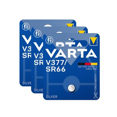 3x VARTA V377 377 Uhren Batterie Knopfzelle SR66 SR626 AG4 Silberoxid 1,55V