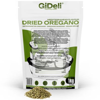 Oregano 1kg Getrocknet Blätter Natur Vegan Pizza Pasta Küchenkräuter GiDeli