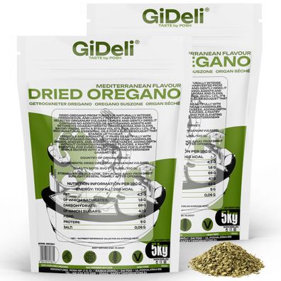 Oregano 10kg Getrocknet Blätter Natur Vegan Pizza Pasta Küchenkräuter GiDeli