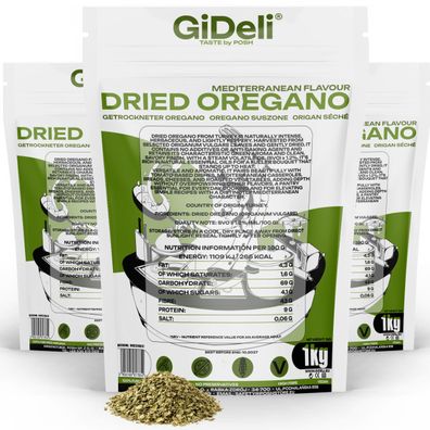 Oregano 3kg Getrocknet Blätter Natur Vegan Pizza Pasta Küchenkräuter GiDeli
