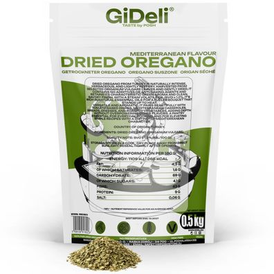 Oregano 500g Getrocknet Blätter Natur Vegan Pizza Pasta Küchenkräuter GiDeli
