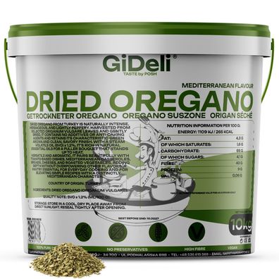 Oregano 10kg Getrocknet Blätter Natur Vegan Pizza Pasta Küchenkräuter GiDeli