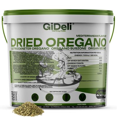 Oregano 20kg Getrocknet Blätter Natur Vegan Pizza Pasta Küchenkräuter GiDeli