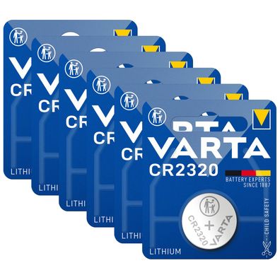 6x Varta CR2320 Lithium Knopfzelle DL CR 2320 ø23 x 2,0mm DL2320 3V 6320