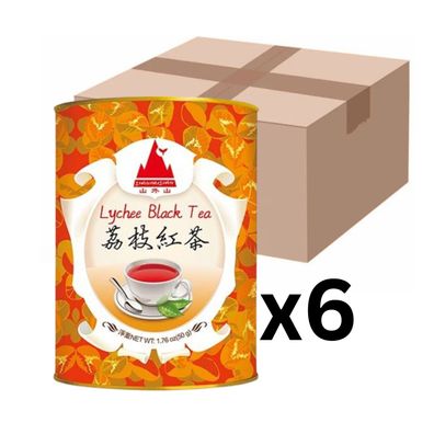 6er-Pack Shan Wai Shan Schwarztee Litschi 50g