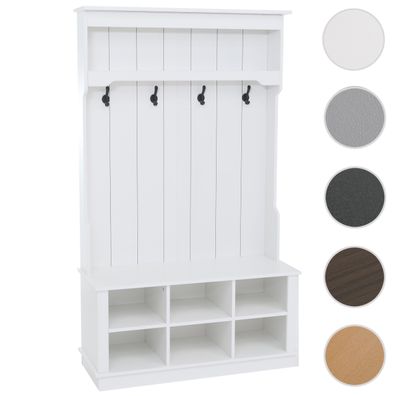 Garderobe HWC-P26, Flurgarderobe Sitzbank, 4 Haken Staufach Melamin 170x100x39cm