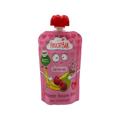 FruchtBar Bio Quetschi Himbeer, Banane, Birne 100g Beutel Fruchtpüree