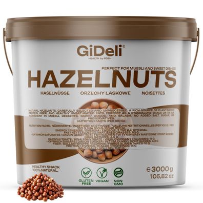 Haselnüsse 3kg Geschält Ungesalzen Ganze Naturbelassen Rohkost Backzutat GiDeli