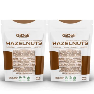 Haselnüsse 2kg Geschält Ungesalzen Ganze Naturbelassen Rohkost Backzutat GiDeli