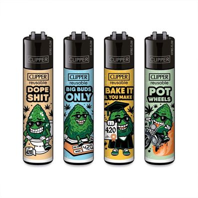 Clipper Reibradfeuerzeuge Bud Buddies - 4 Stück