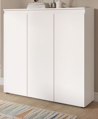 Kommode Hochkommode Mehrzweck Schuhkommode in Weiß 10 Fächer 105 x 111 cm Assino