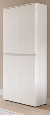 Mehrzweck Schuhschrank Garderobe in Weiß 9 Fächer Kleiderstange 70x175 cm Assino