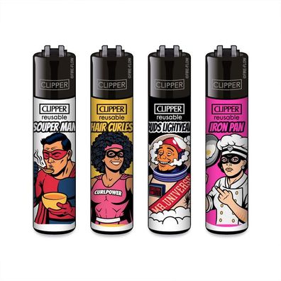 Clipper Reibradfeuerzeuge Everyday Heroes - 4 Stück