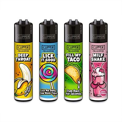 Clipper Reibradfeuerzeuge Porn Slogan #10 - 4 Stück
