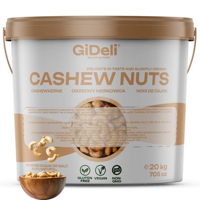 Cashewkerne 20kg Ganze Kerne Ungesalzen Naturbelassen Vegan Proteinreich GiDeli