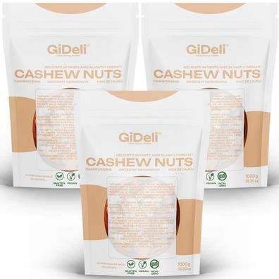 Cashewkerne 3kg Ganze Kerne Ungesalzen Naturbelassen Vegan Proteinreich GiDeli