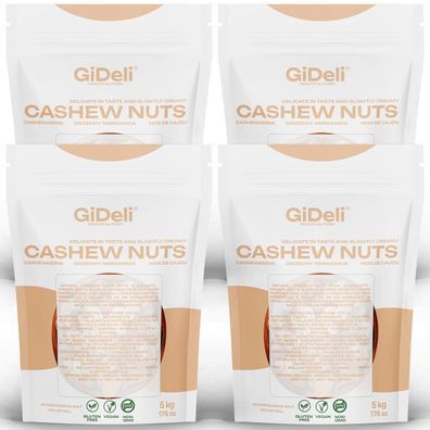 Cashewkerne 20kg Ganze Kerne Ungesalzen Naturbelassen Vegan Proteinreich GiDeli