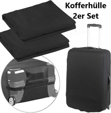 NEU 2er Set Kofferhülle elastisch schwarz Schutzhülle 53cm für Koffer Reise Flug