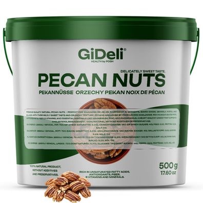 Pekannüsse 500g Ungesalzen Naturbelassen Ganze Rohkost Backzutat Snack GiDeli