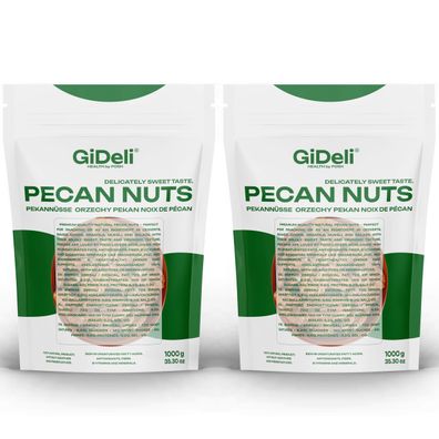 Pekannüsse 2kg Ungesalzen Naturbelassen Ganze Rohkost Backzutat Snack GiDeli