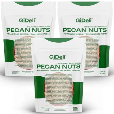 Pekannüsse 3kg Ungesalzen Naturbelassen Ganze Rohkost Backzutat Snack GiDeli