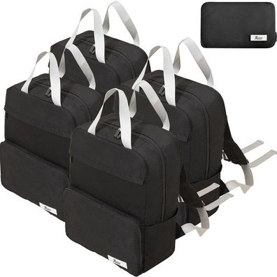 NEU 4er Set Faltbarer Rucksack leicht schwarz 20 Liter für Flug Reise Urlaub See