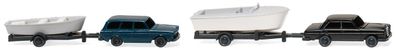 Wiking N 1/160 092139 Zwei Bootsgespanne (2x PKW mit Bootsanhänger) - NEU