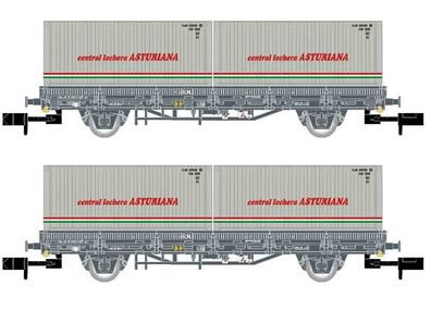 Arnold N HN6421 RENFE, 2tlg. Set Flachwagen Lechera Asturiana (3978L