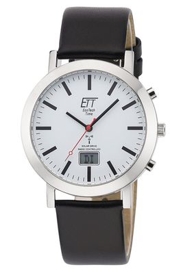 ETT Eco Tech Time Funk-Solar Herrenuhr Station Watch mit Lederband EGS-11577-11L