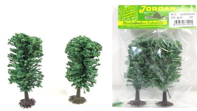 Spur H0 Jordan Modellbau [3] Laubbäume ca 10cm mit Fuß 2 Stück - OVP NEU