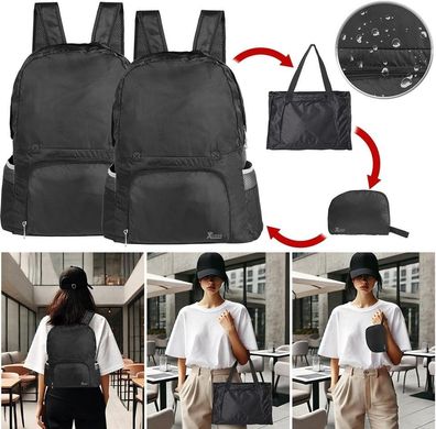 NEU 2er Set Faltbarer Rucksack ultraleicht schwarz 20 Liter für Ausflug Festival