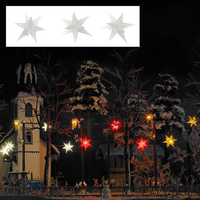 Busch H0 5414 Drei weiß leuchtende Weihnachtssterne -NEU
