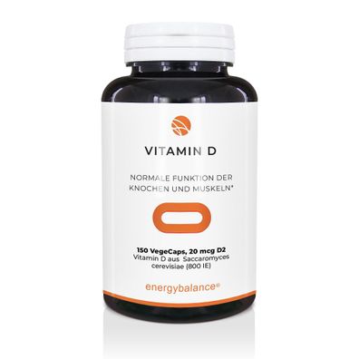 Vitamin D, 20 mcg (800 UI), 150 VegeCaps von EnergyBalance