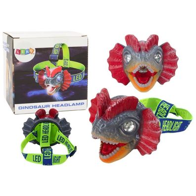 Leantoys Dinosaurier-Stirnlampe, Taschenlampe, verstellbares Stirnband, 3 LEDs
