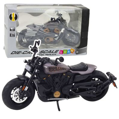 Lean Toys Chopper Metall Motorrad Lichter Geräusche Schwarz Grau Teile 1:12