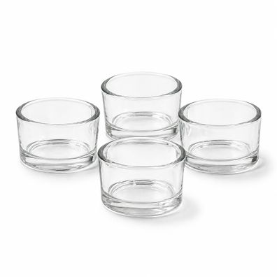 Teelichtgläser 5,1 x 3,3 cm klein rund 4er Set Klar transparent