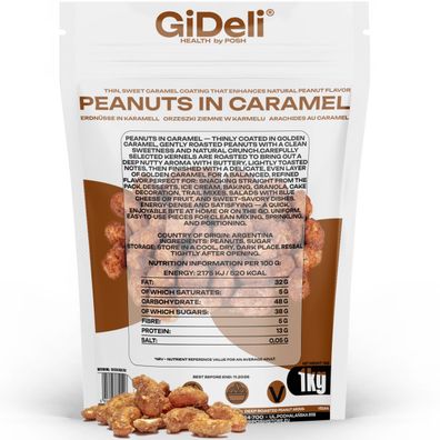 Gebrannte Erdnüsse 1kg Karamell Süß Knusprig Snack Party Gastronomie GiDeli