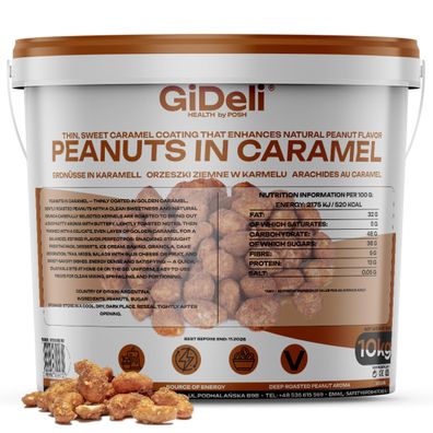 Gebrannte Erdnüsse 10kg Karamell Süß Knusprig Snack Party Gastronomie GiDeli