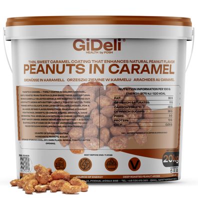 Gebrannte Erdnüsse 20kg Karamell Süß Knusprig Snack Party Gastronomie GiDeli