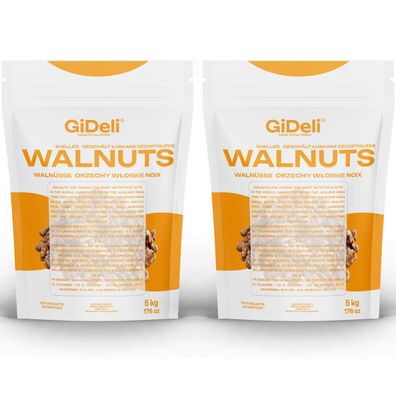 Walnüsse 10kg Ungesalzen Naturbelassen Ohne Schale Ganze Kerne Omega-3 GiDeli