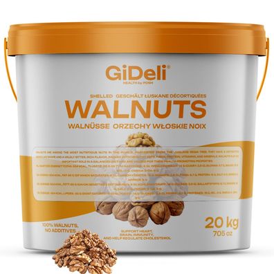Walnüsse 20kg Ungesalzen Naturbelassen Ohne Schale Ganze Kerne Omega-3 GiDeli