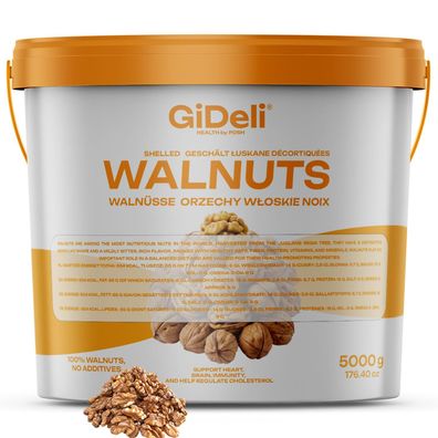 Walnüsse 5kg Ungesalzen Naturbelassen Ohne Schale Ganze Kerne Omega-3 GiDeli