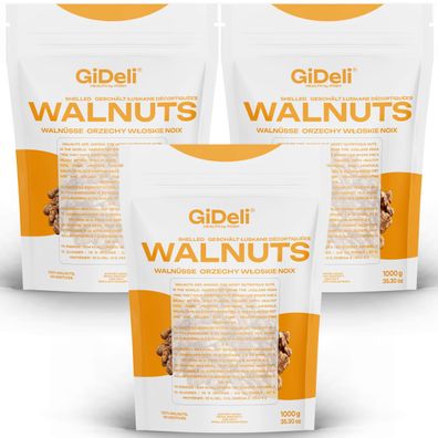 Walnüsse 3kg Ungesalzen Naturbelassen Ohne Schale Ganze Kerne Omega-3 GiDeli