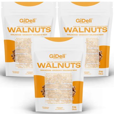Walnüsse 15kg Ungesalzen Naturbelassen Ohne Schale Ganze Kerne Omega-3 GiDeli