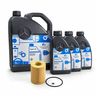8L Mercedes 5W30 Motoröl 229.51 + Bosch Ölfilter für OM642 V6 CDI A6421800009