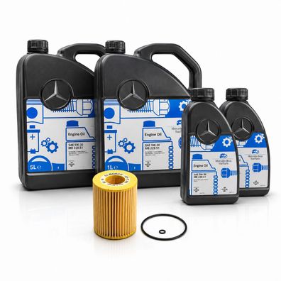 12L Mercedes 5W30 Motoröl 229.51 + Bosch Ölfilter für OM 642 V6 CDI A6421800009