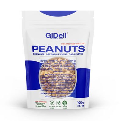 Erdnüsse 100g Geröstet Ungesalzen Ohne Öl Naturbelassen Snack Protein GiDeli