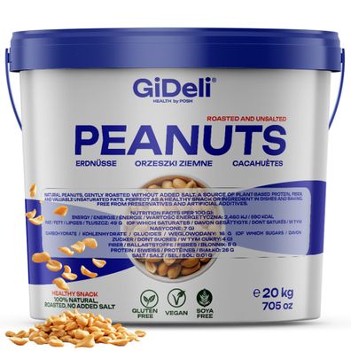Erdnüsse 20kg Geröstet Ungesalzen Ohne Öl Naturbelassen Snack Protein GiDeli