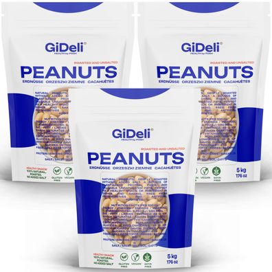 Erdnüsse 15kg Geröstet Ungesalzen Ohne Öl Naturbelassen Snack Protein GiDeli