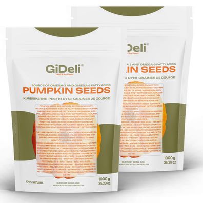 Kürbiskerne 2kg Geröstet Ungesalzen Schalenlos Vegan Snack Protein Zink GiDeli